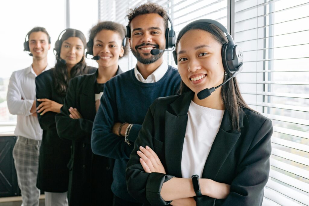 call center reps lined up